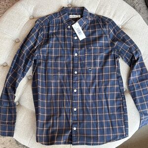 Abercrombie Kids Navy and Tan Plaid Shirt